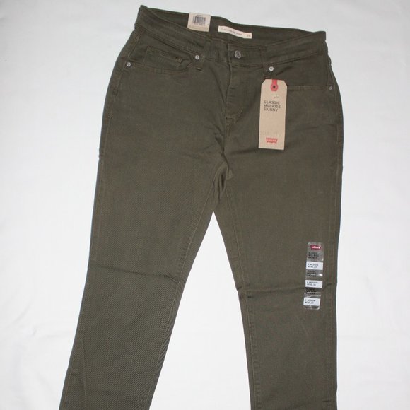 LEVI'S CLASSIC ARMY GREEN MIDRISE SKINNY JEANS - Picture 1 of 6